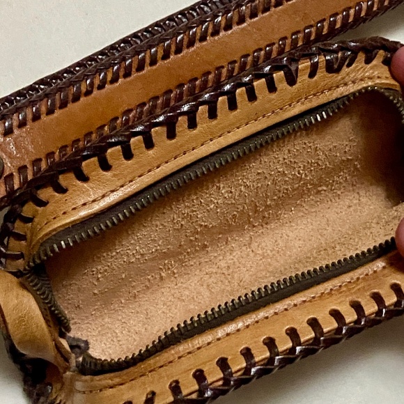 Vintage Hand Tooled Leather Purse Bag Wallet Tan Brown - Picture 4 of 4